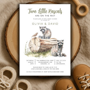 Twee kleine Rascals Baby Raccoon Twins Baby shower Kaart