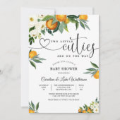 Twee Kleine Schatjes Baby Shower Uitnodiging (Voorkant)