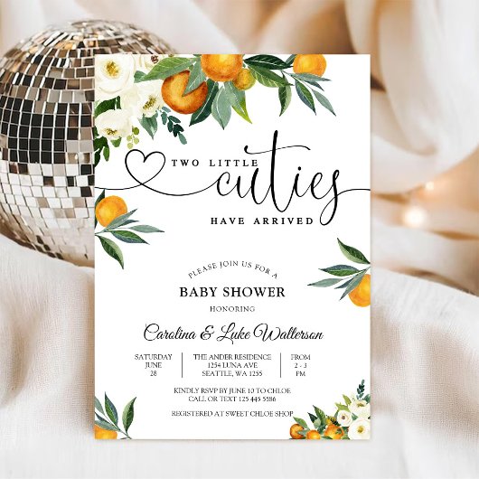 Twee Kleine Schatjes Baby Shower Uitnodiging