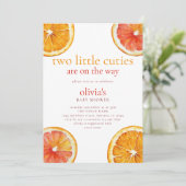Twee kleine schatjes Sinaasappel plakjes tweeling Kaart (Staand voorkant)