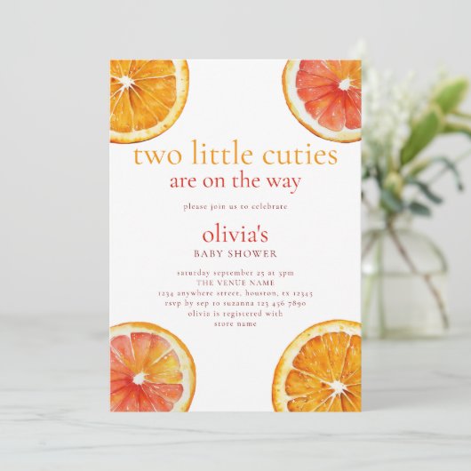 Twee kleine schatjes Sinaasappel plakjes tweeling  Kaart (Staand voorkant)