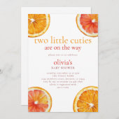 Twee kleine schatjes Sinaasappel plakjes tweeling Kaart (Voorkant / Achterkant)