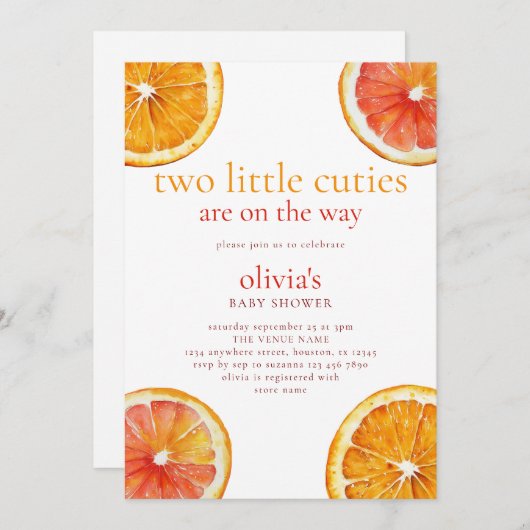 Twee kleine schatjes Sinaasappel plakjes tweeling  Kaart (Voorkant / Achterkant)