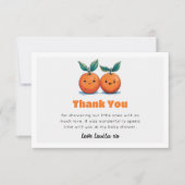 Twee kleine schatjes Sinaasappel tweeling Baby sho Bedankkaart (Voorkant)