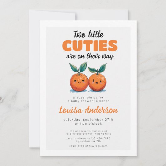 Twee kleine schatjes Sinaasappel tweeling Baby sho Kaart (Voorkant)