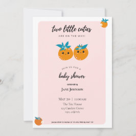 Twee Kleine Schatjes Tweeling Baby Shower Uitnodig Kaart