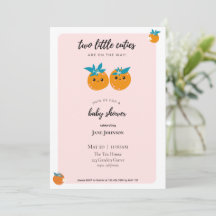 Twee Kleine Schatjes Tweeling Baby Shower Uitnodig