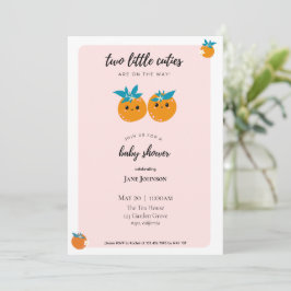 Twee Kleine Schatjes Tweeling Baby Shower Uitnodig Kaart