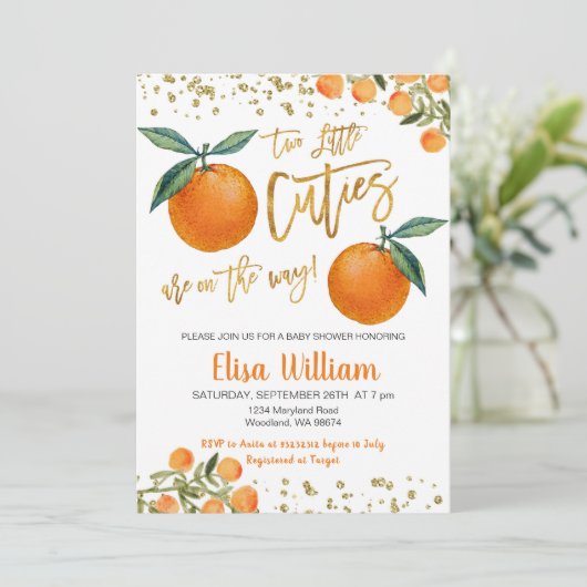 Twee kleine schatjes zijn onderweg op uitnodiging (Staand voorkant)