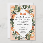 Twee kleine schatjes zijn onderweg Twin Baby Showe Kaart (Voorkant)