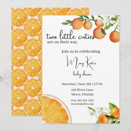 Twee kleine schatjes zijn op weg naar het baby sho kaart (Voorkant / Achterkant)