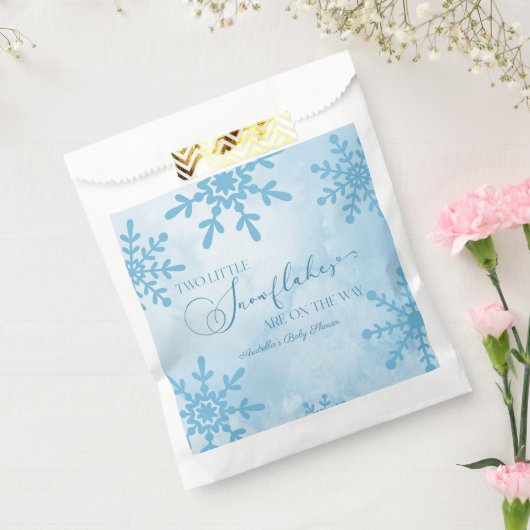 Twee kleine sneeuwvlok Winter Twins Baby shower Bedankzakje (Gezegeld)