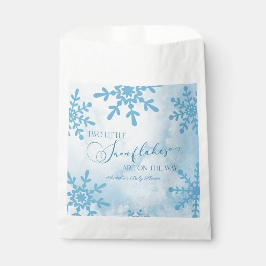Twee kleine sneeuwvlok Winter Twins Baby shower Bedankzakje (Voorkant)