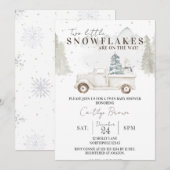 Twee kleine sneeuwvlokken op het Way Baby shower Kaart (Voorkant / Achterkant)