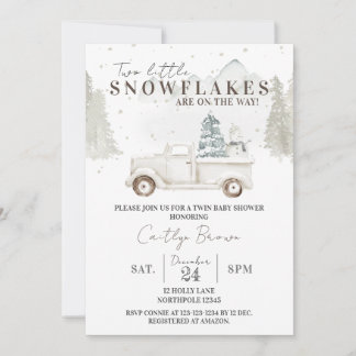 Twee kleine sneeuwvlokken op het Way Baby shower Kaart