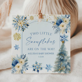 Twee Kleine Sneeuwvlokken Winter Tweeling Baby Sho Bedankjes Labels