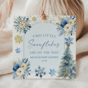Twee Kleine Sneeuwvlokken Winter Tweeling Baby Sho Bedankjes Labels