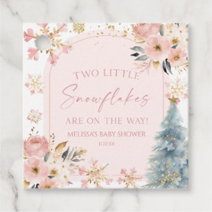 Twee kleine sneeuwvlokken Winter Twins Baby shower Bedankjes Labels