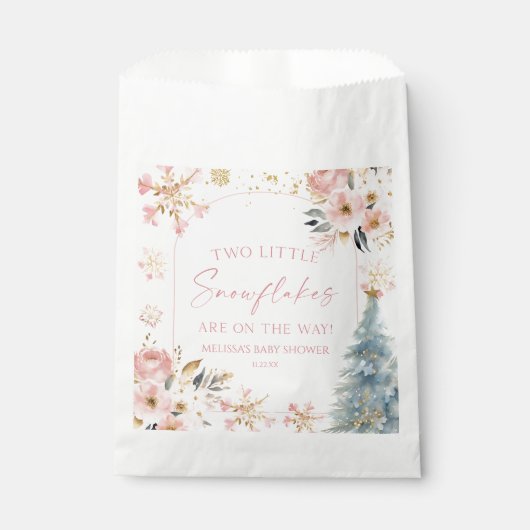 Twee kleine sneeuwvlokken Winter Twins Baby shower Bedankzakje (Voorkant)