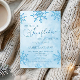 Twee kleine sneeuwvlokken Winter Twins Baby shower Kaart