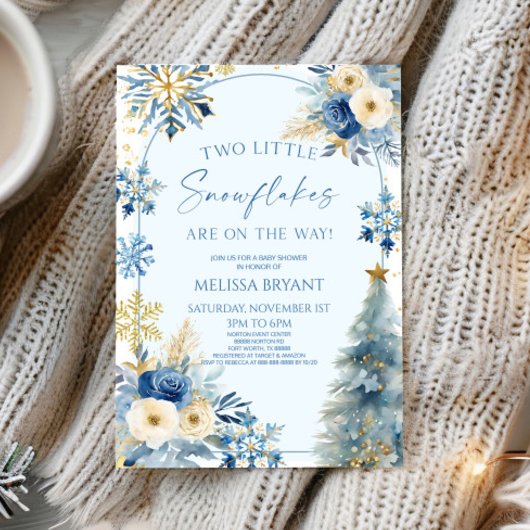 Twee kleine sneeuwvlokken Winter Twins Baby shower Kaart