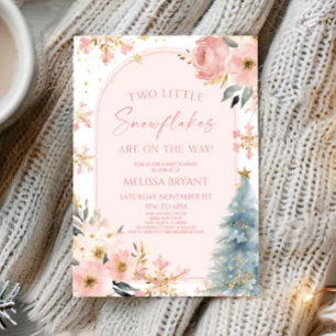 Twee kleine sneeuwvlokken Winter Twins Baby shower Kaart