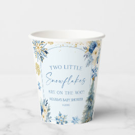 Twee kleine sneeuwvlokken Winter Twins Baby shower Papieren Bekers