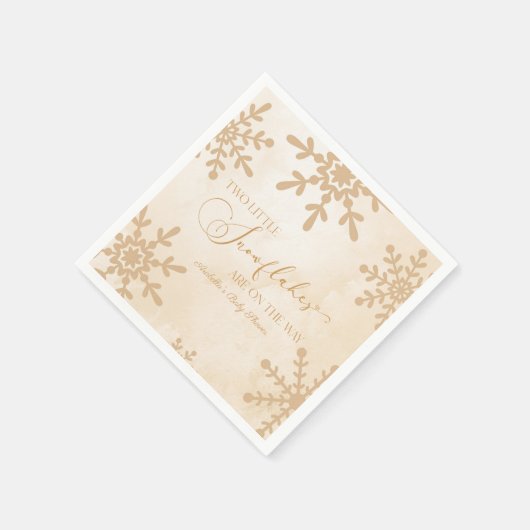 Twee kleine sneeuwvlokken Winter Twins Baby shower Servet (Hoek)