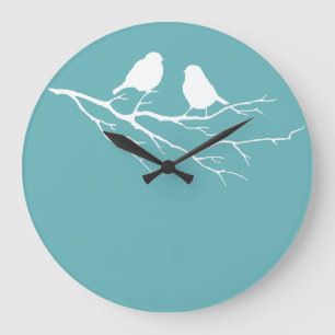 Twee kleine Sparrow Birds Dulux Blue Diamond 5 Grote Klok