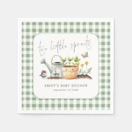 Twee Kleine Spruit Gingham Salie Tweeling Babyborr Servet