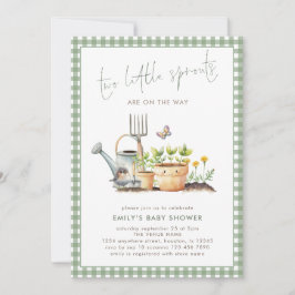 Twee Kleine Spruiten Tweeling Sage Gingham Baby Sh Kaart