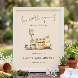 Twee Kleine Spruiten Tweeling Welkom Baby Shower Poster