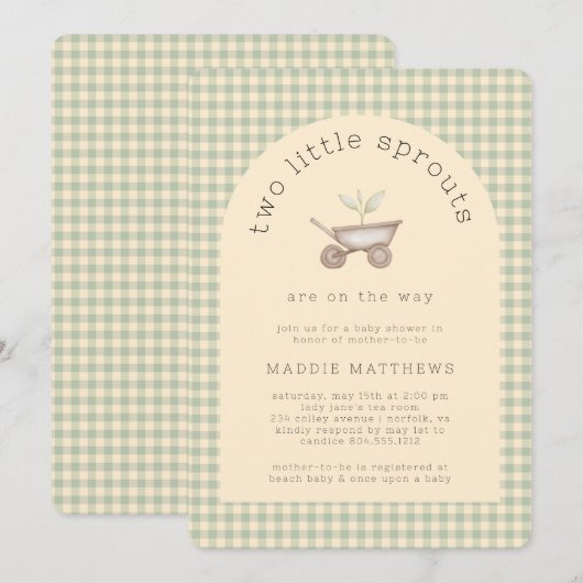 Twee kleine spruiten zijn op de weg Baby shower Kaart (Voorkant / Achterkant)