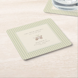 Twee kleine spruiten zijn op de weg Baby shower Kartonnen Onderzetters