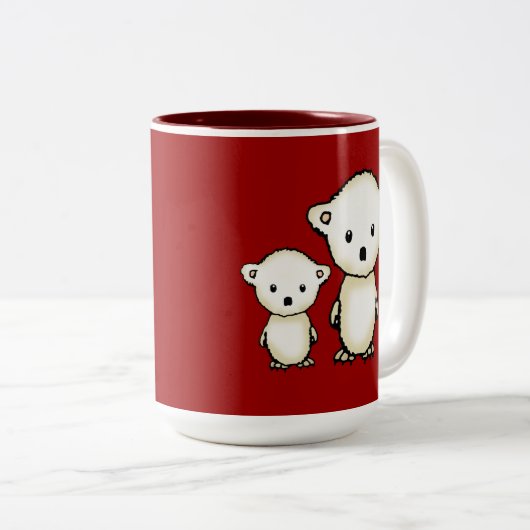 Twee kleine staafpolige Beren Tweekleurige Koffiemok (Voorkant rechts)