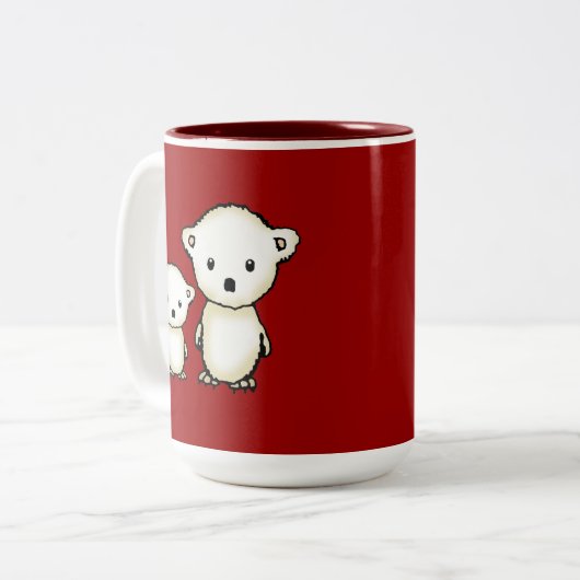 Twee kleine staafpolige Beren Tweekleurige Koffiemok (Voorkant links)