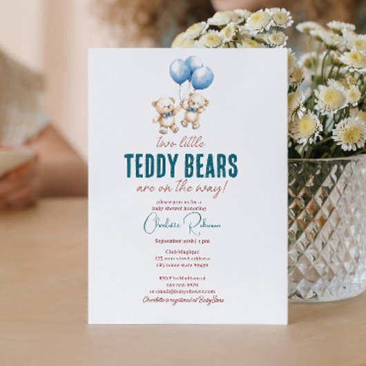 Twee kleine teddyberen tweeling Baby shower Kaart