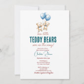 Twee kleine teddyberen tweeling Baby shower Kaart (Voorkant)