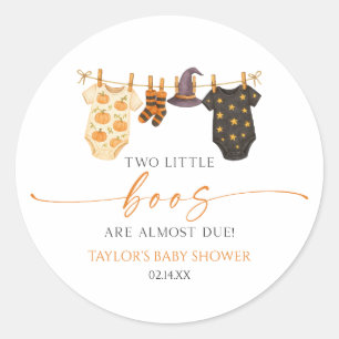 Twee Kleine Uilen Zijn Haast Er! Baby Shower Ronde Sticker