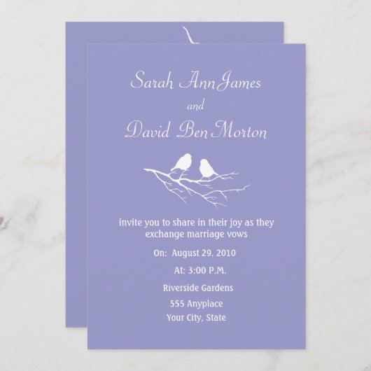 Twee kleine vogelmussen aangepaste kleur bruiloft kaart (Voorkant / Achterkant)