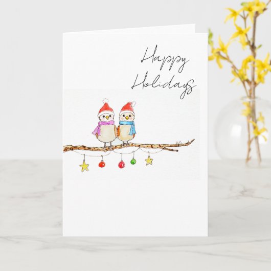 Twee kleine vogels  kaart (Gele Bloem)