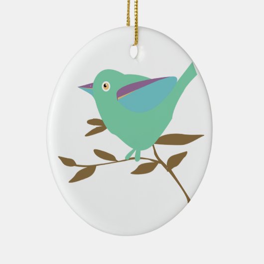 Twee kleine vogels keramisch ornament (Rechts)