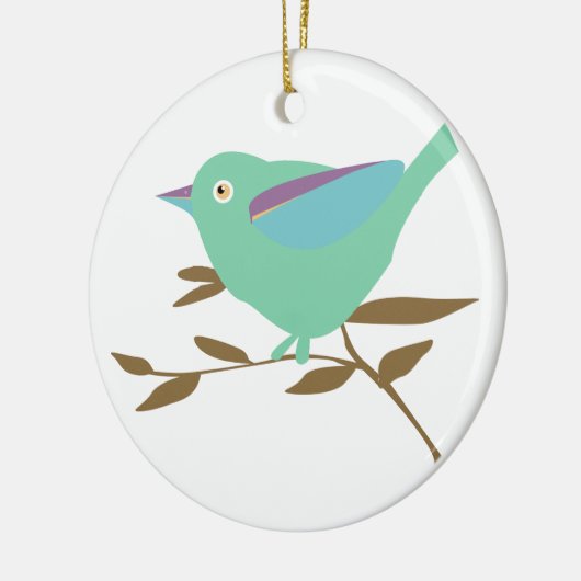 Twee kleine vogels keramisch ornament (Links)
