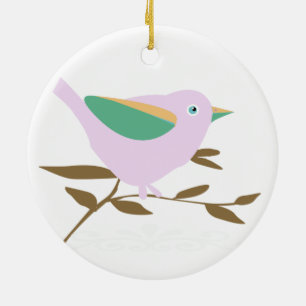 Twee kleine vogels keramisch ornament