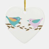 Twee kleine vogels keramisch ornament (Voorkant)