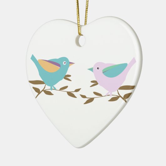 Twee kleine vogels keramisch ornament (Links)