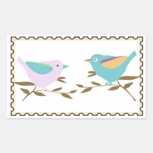 Twee kleine vogels Neppostzegel Rechthoekige Sticker