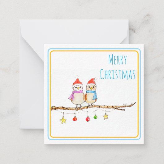 Twee kleine vogels  notitiekaartje (Voorkant)