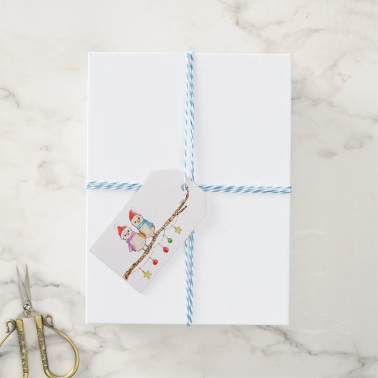 Twee Kleine Vogels Op Een Tak Cadeaulabel (Met Touw)
