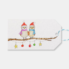 Twee Kleine Vogels Op Een Tak Cadeaulabel